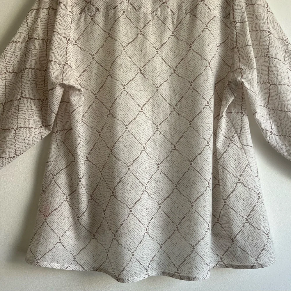Oliphant Cotton Voile Tunic Top in Trellis Print